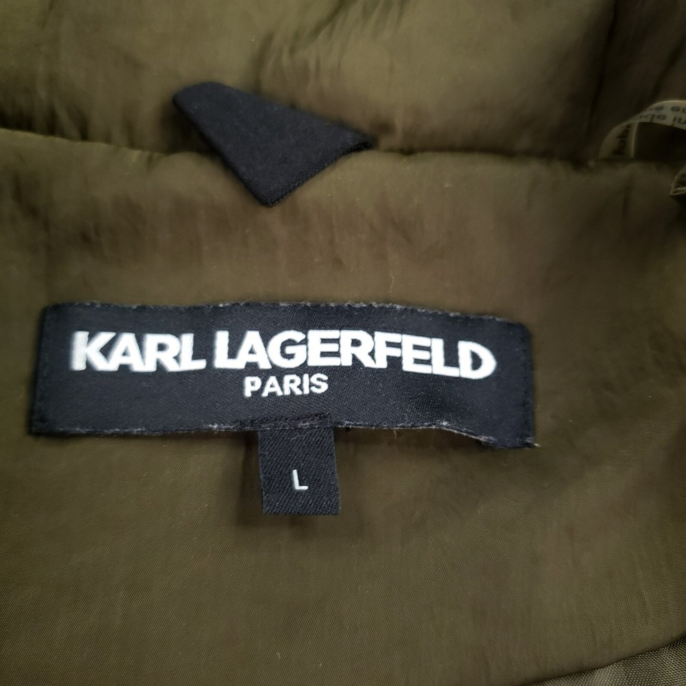 Karl Lagerfeld Jacket Women Size Large Green Hooded Windbreaker Pockets Full Zip - Picture 5 of 11